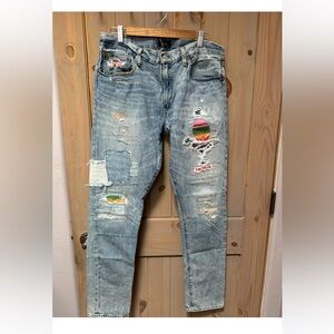 Polo by Ralph Lauren Blue Slim Distressed Jeans